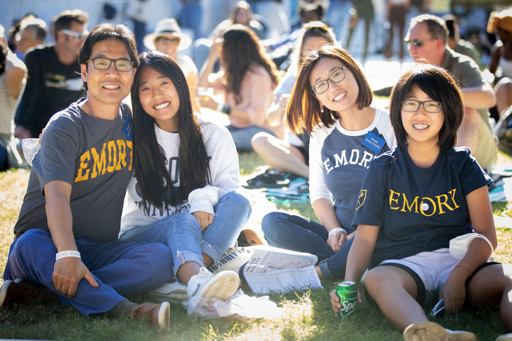 family wearing Emory swag